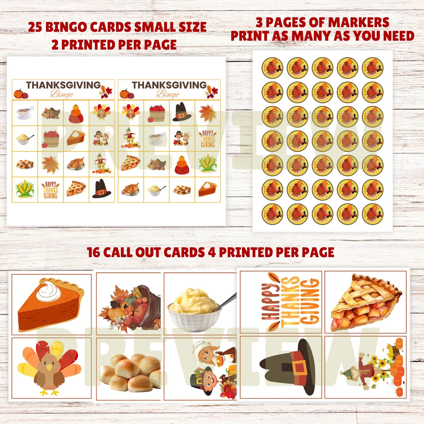Thanksgiving bingo cards
Printable family game
Kids Thanksgiving game