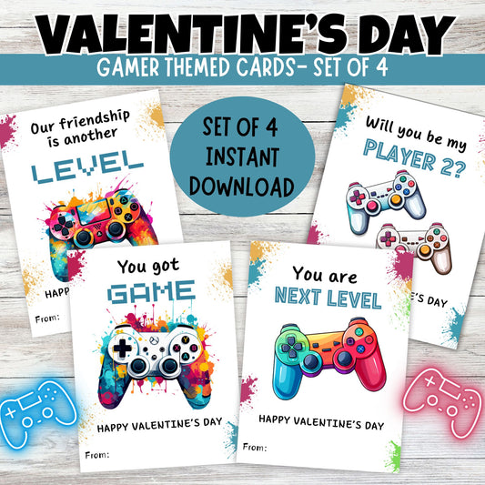 Level Up" Kids Gamer Valentine Cards | Printable Video Game Classroom Exchange Cards | Instant Download Gaming Valentine's Day Tags | Boy Girl School Party Favor Tags