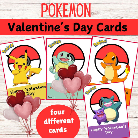 Kids Pokémon Printable Valentine's Day Cards | Instant Download Classroom Exchange Cards | Pikachu
