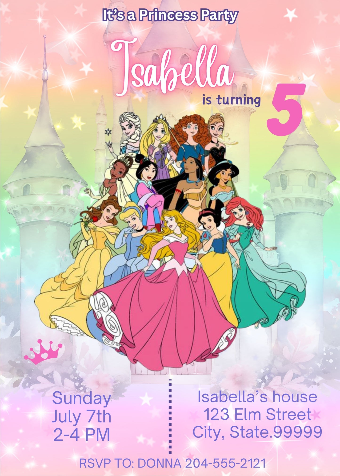 Invitación de cumpleaños de princesa - Invitación personalizada de princesa - Imprimible