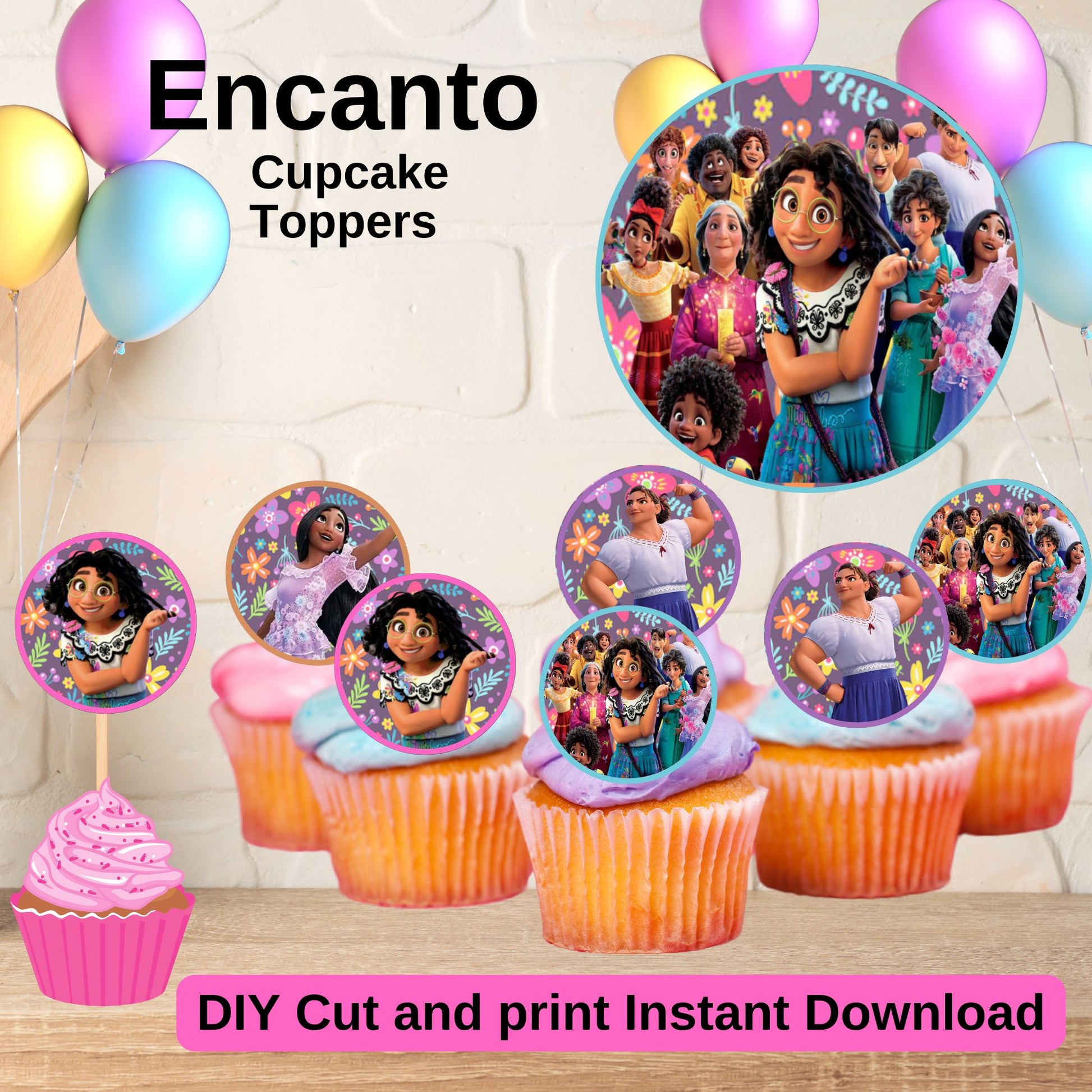 Printable Encanto Birthday Cupcake Toppers, Mirabel & Friends Party Decor, Magical Birthday, Instant Digital Download 
