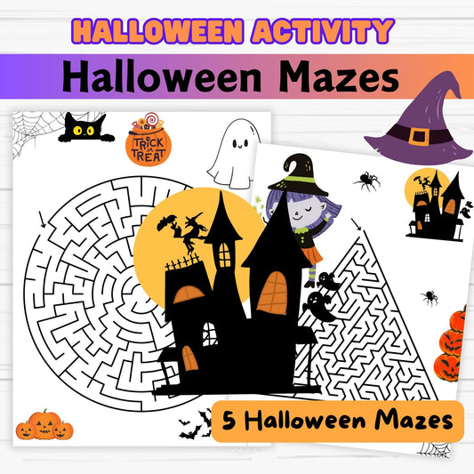 Spooktacular Printable Halloween Mazes Pack for Kids | Mazes Instant Download