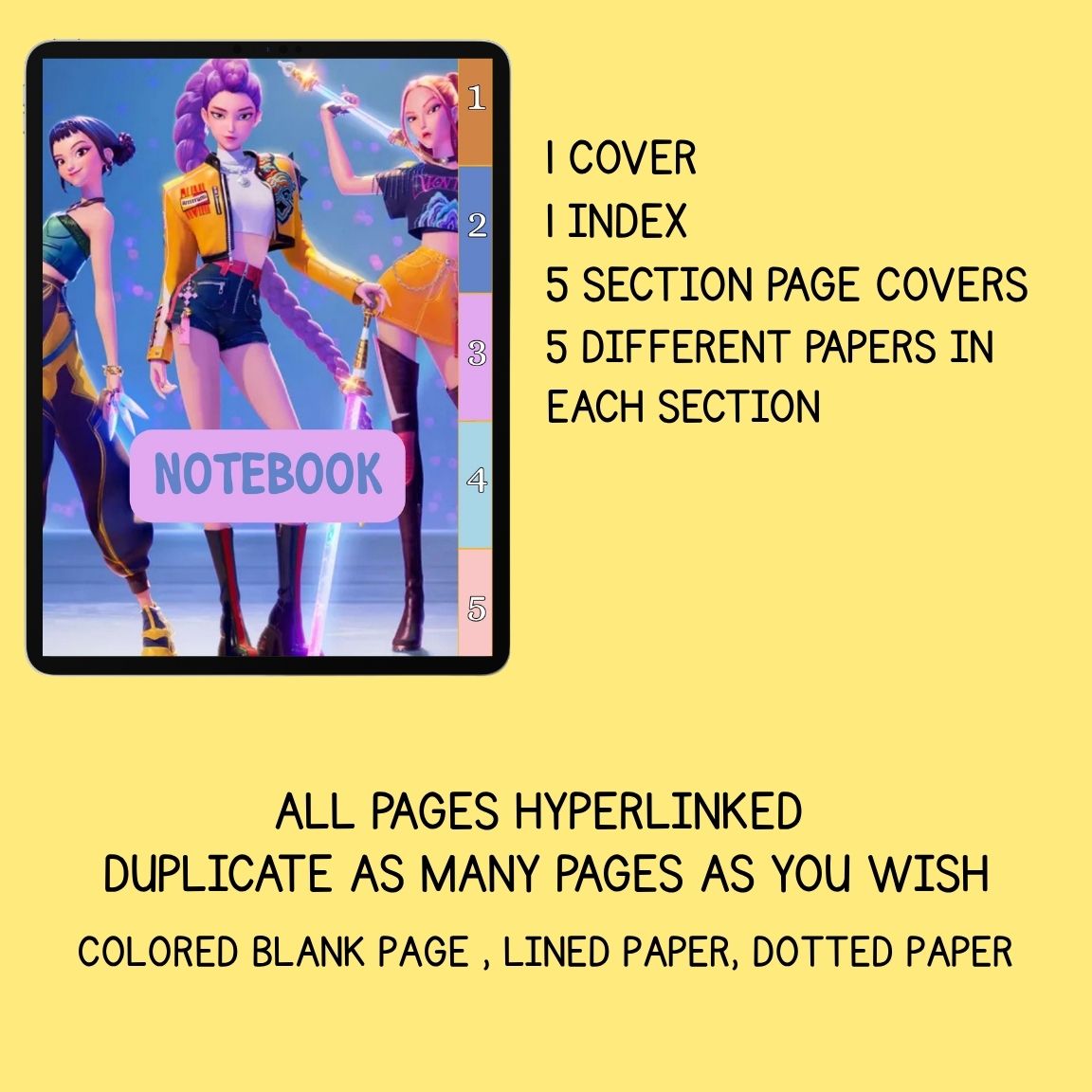 Huntrix Saja Boys digital planner GoodNotes