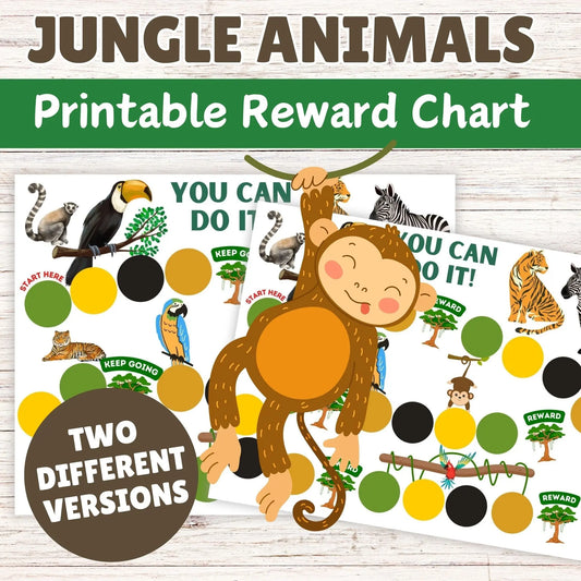 Jungle Animals Reward Chart- Printable Jungle Rewards Chart for Kids 