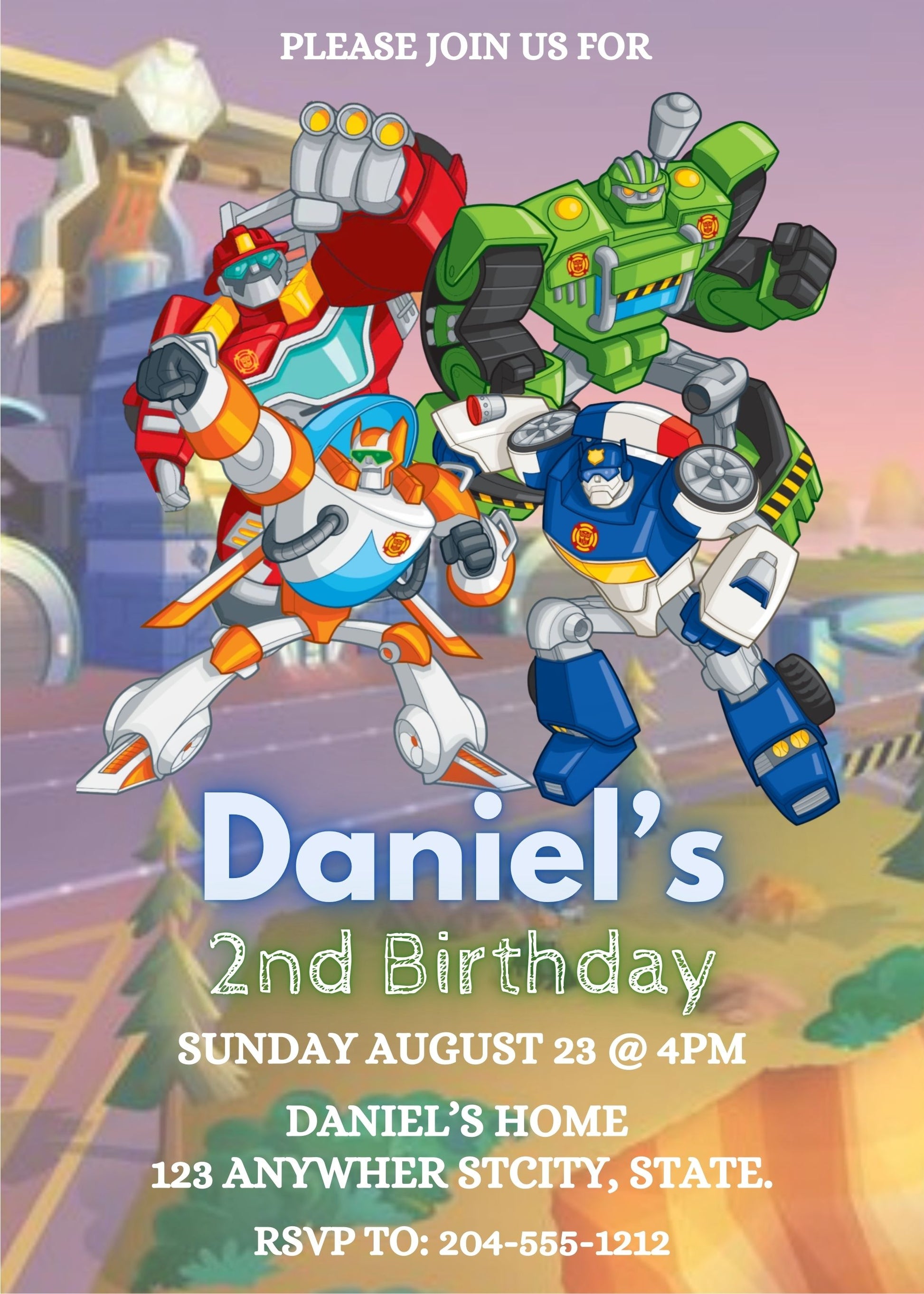 optimus prime birthday party invite 
