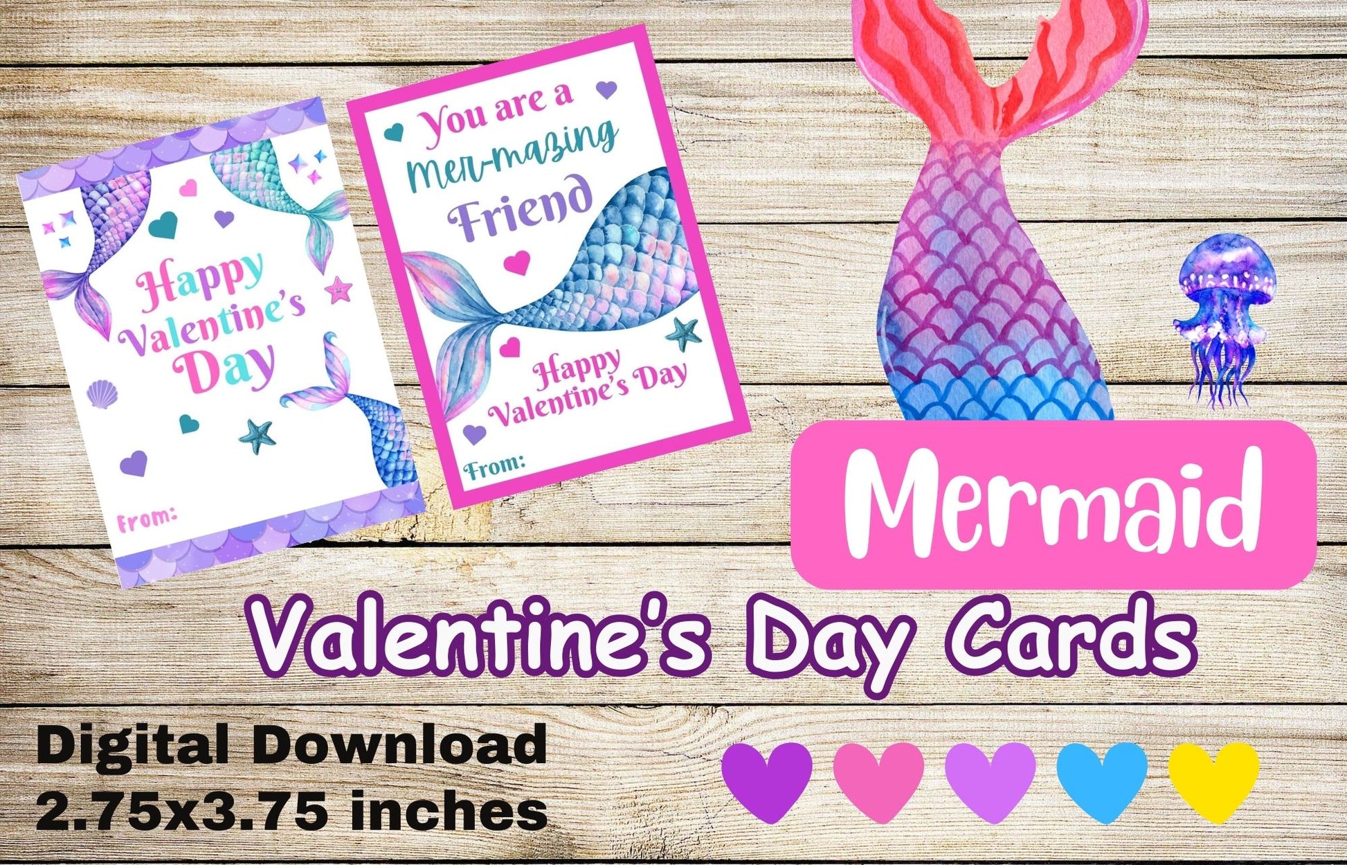 Mermaid Valentine's Day Cards