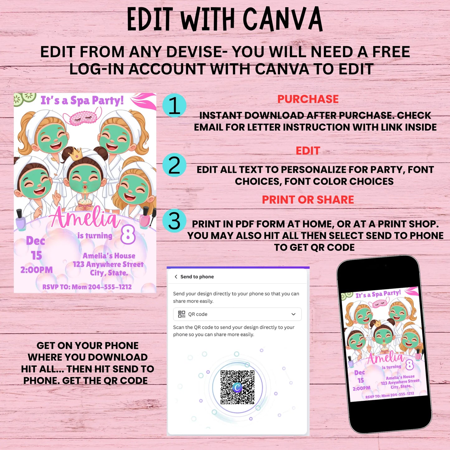 Non-toxic peel-off nail polish for kids"
"Iridescent foil spa temporary tattoos"
"Spa day treat boxes for girls" 