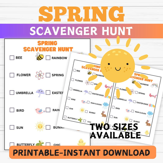 Printable Spring Nature Scavenger Hunt for Kids | Outdoor Treasure Hunt Game | Instant Download Activity | Preschool & Toddler Friendly