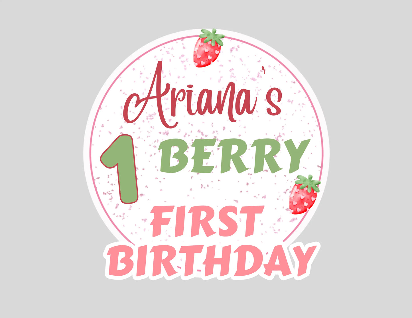 Editable Canva Template, Strawberry Smash Cake Decor, Berry Sweet Birthday, First Birthday Party Supplies.