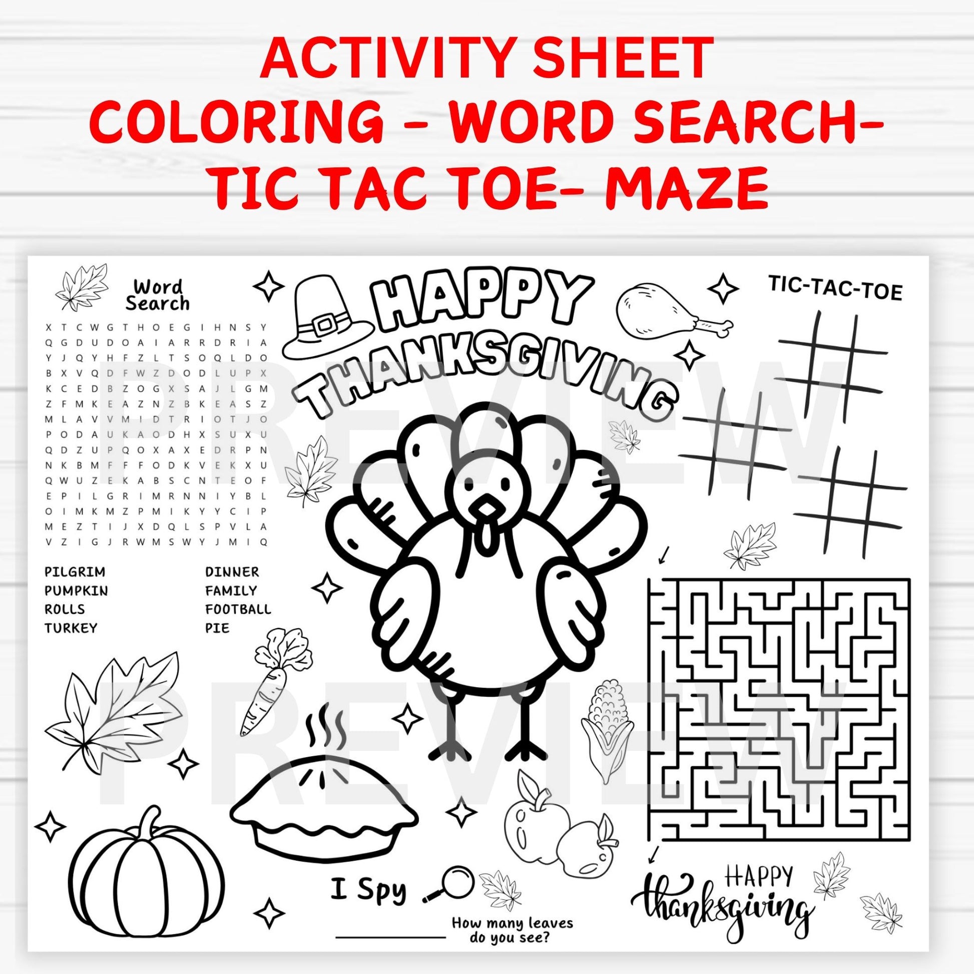 thanksgiving activity sheets for kindergarten