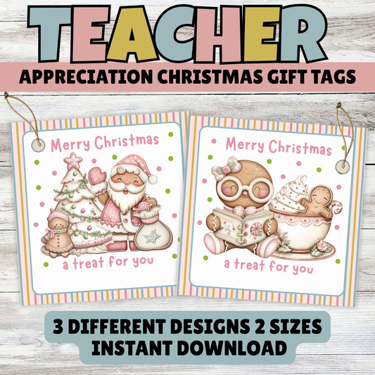 Christmas Gift Tags:Teacher Student Appreciation Tag, Printable Holiday Classroom Favor, Instant Download PDF