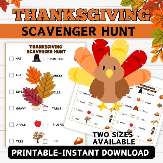 Thanksgiving Scavenger Hunt Printable | Indoor & Outdoor Treasure Hunt Clues | Fun Kids & Family Activity, Holiday Game, Instant Download PDF" Game