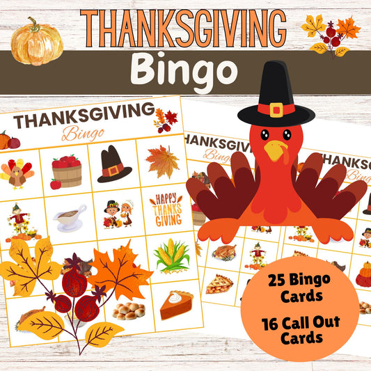 Printable Thanksgiving Bingo Cards | Turkey Day Game, Instant Download, Fun Family Activity