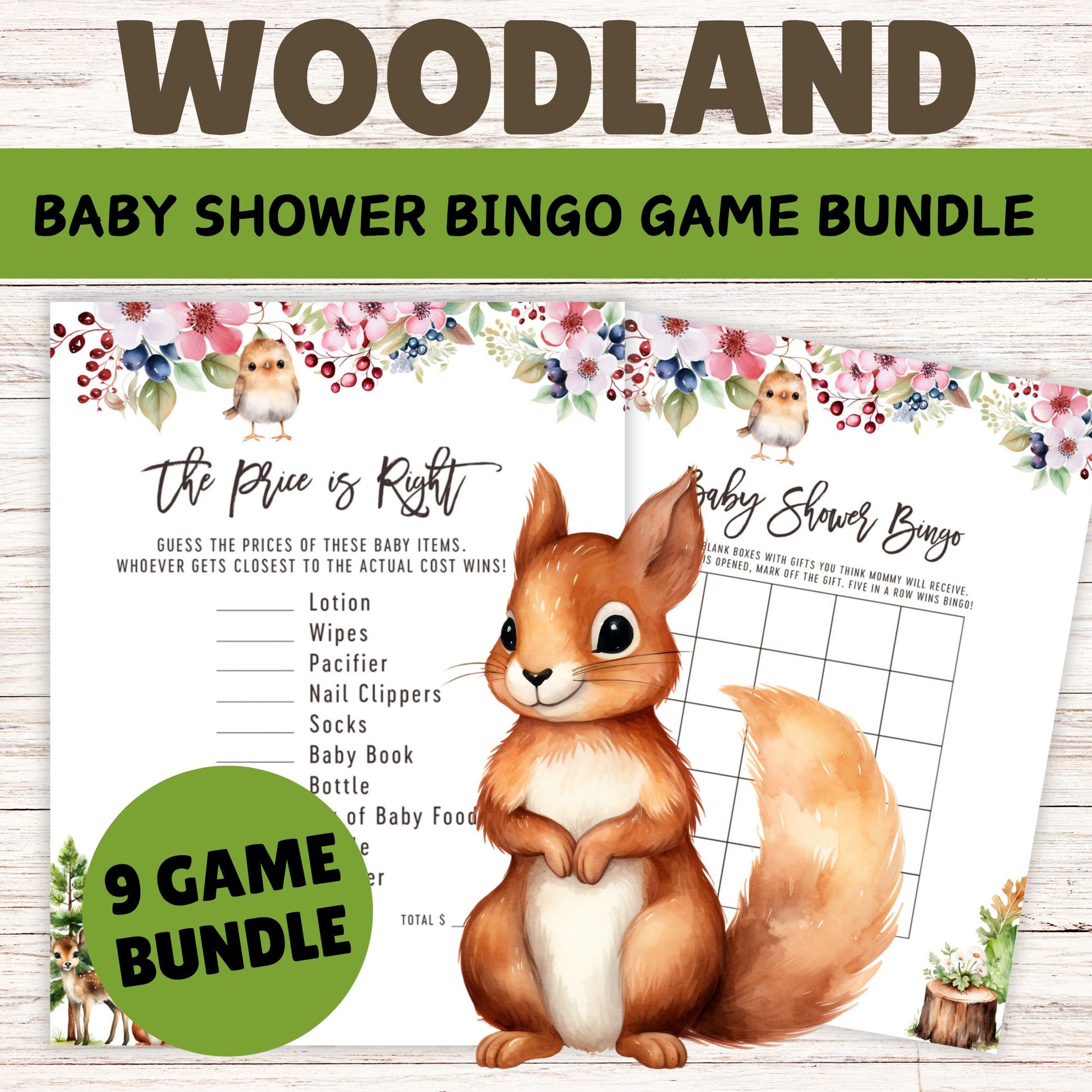 Woodland Baby Shower Game | Instant Download Printable | Forest Friends | Gender Neutral Theme