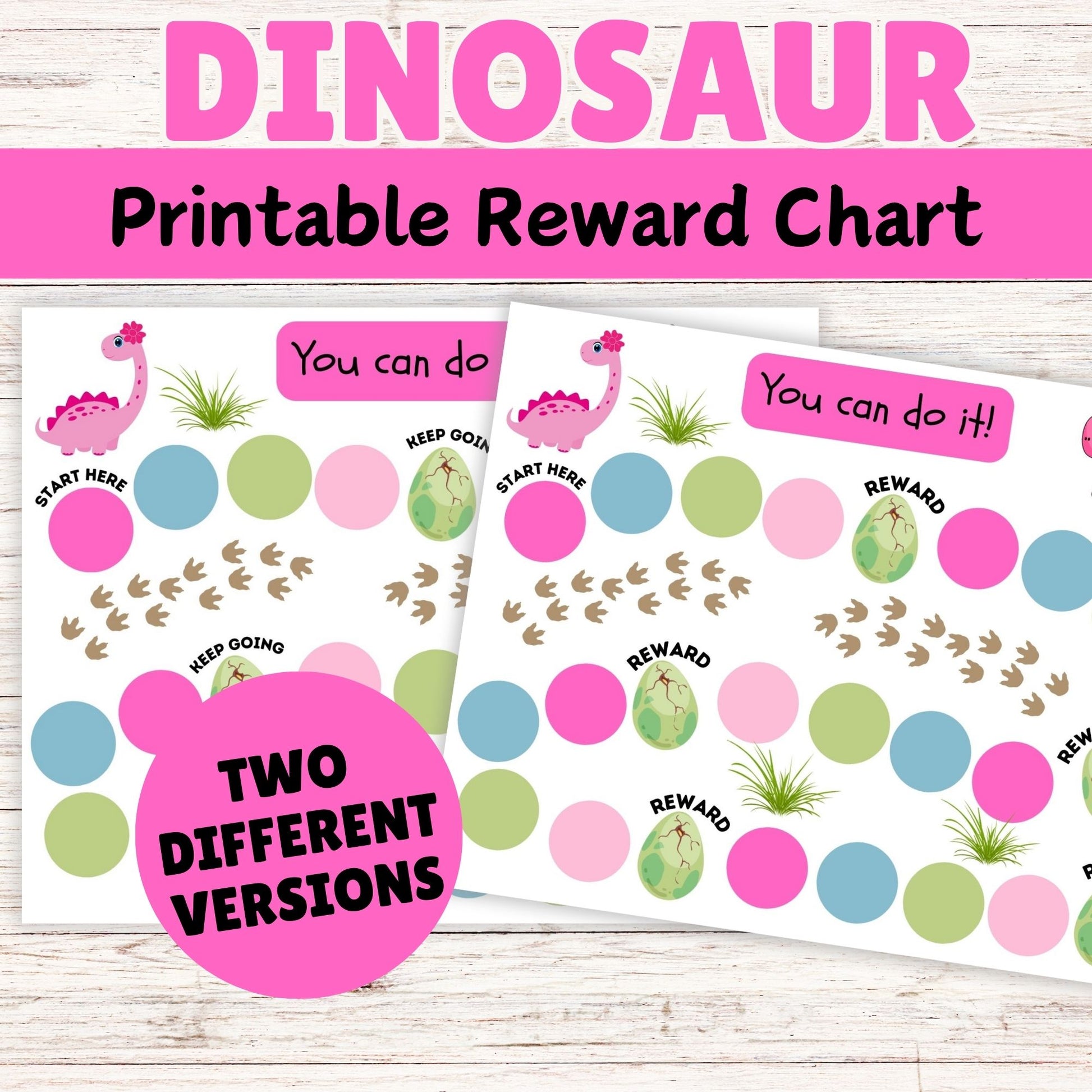 Pink Dinosaur Reward Chart for Girls | Reusable Sticker Chart for Potty Training, Daily Routines &amp; Positive Reinforcement