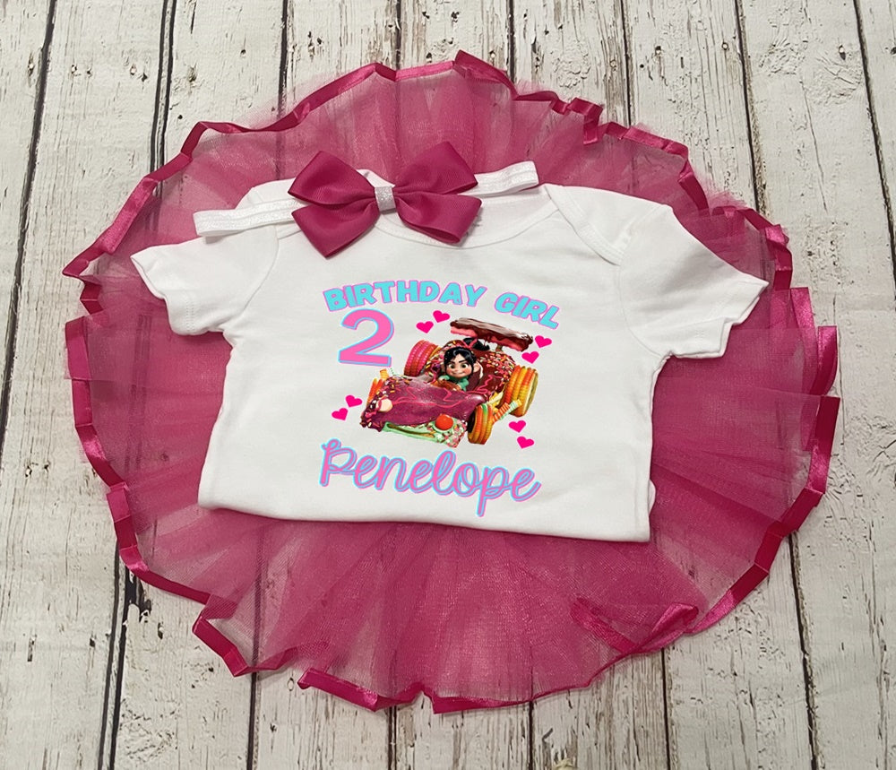 Vanellope Von Schweetz Sugar Rush Birthday Tutu- Vanellope Birthday Shirt Baby Girl