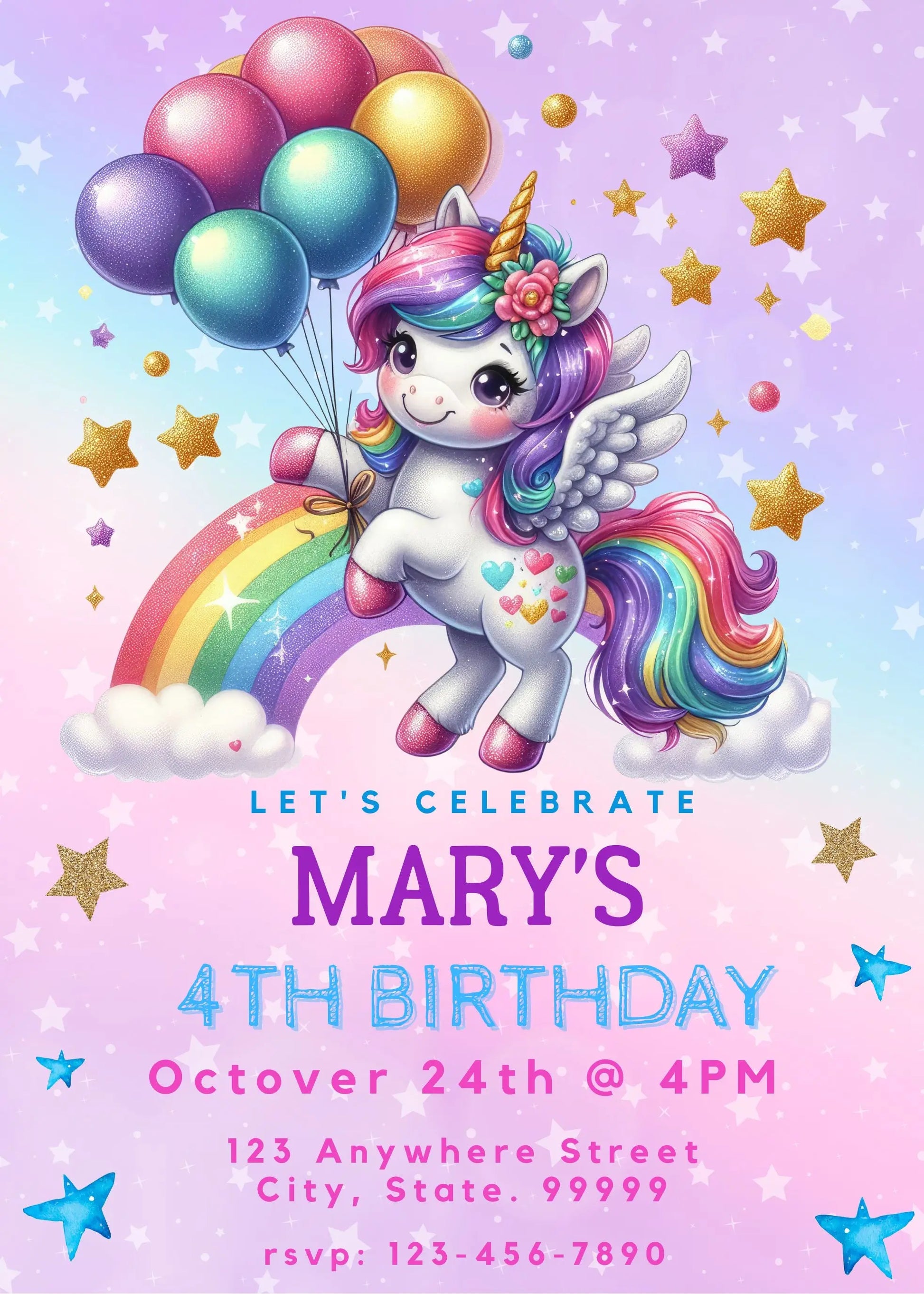 Unicorn Electronic Invitation for Mobile
Unicorn Birthday Evite Phone Invite
Animated Unicorn Birthday Invitation
Rainbow Birthday Party Evite