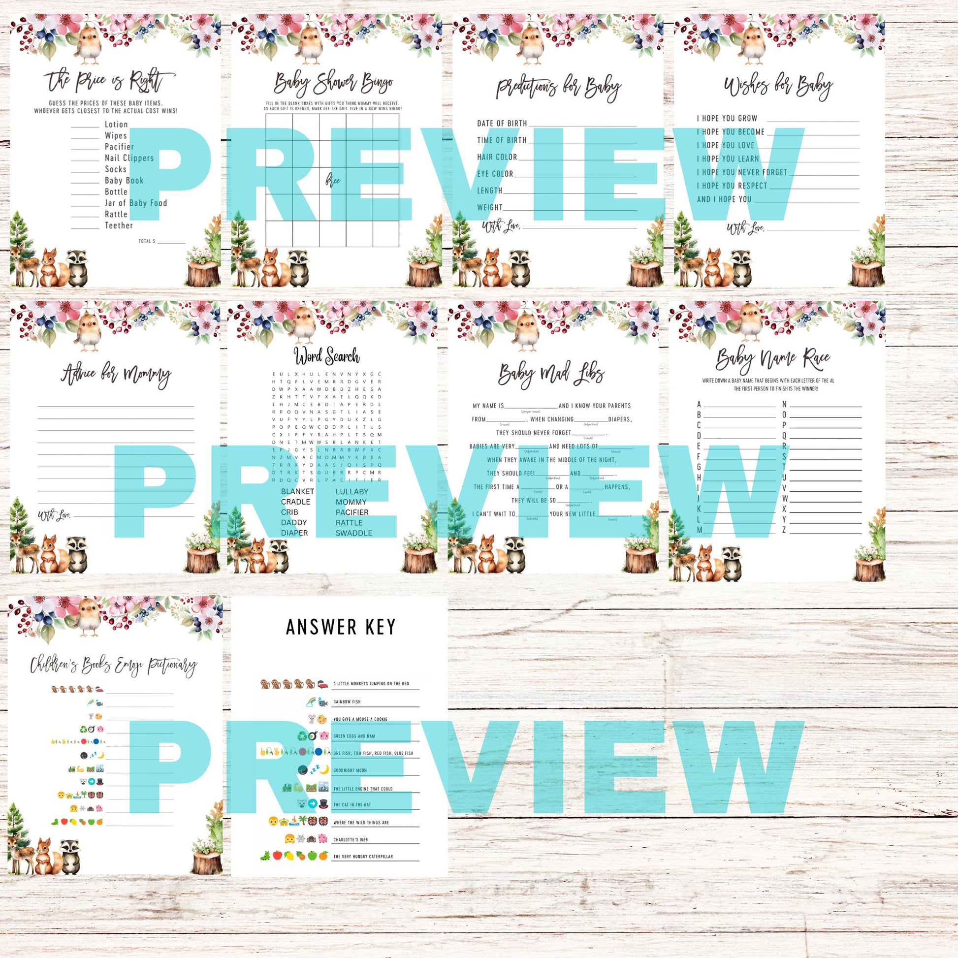 cute woodland baby shower party games 