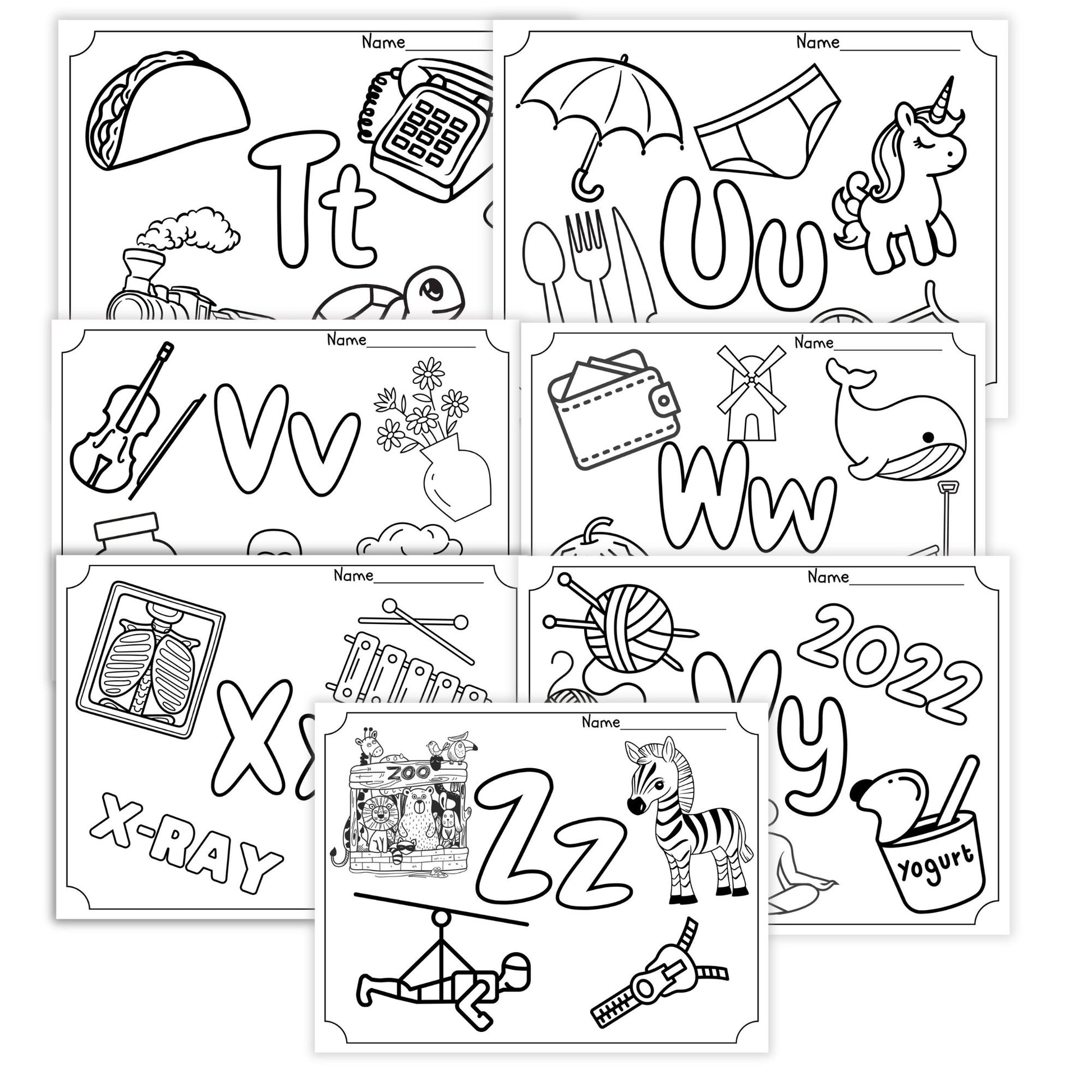 alphabet a-z coloring pages printable