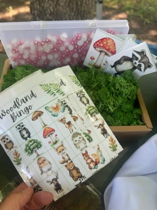 woodland baby shower bingo game 