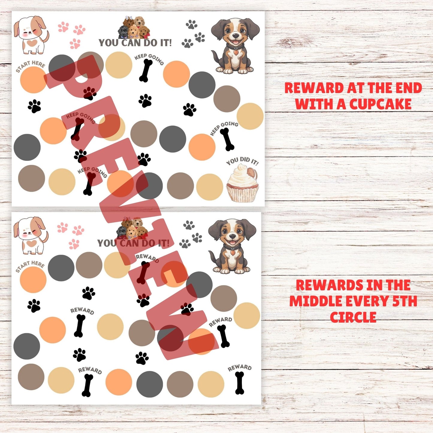 cute puppy kids reward chart 