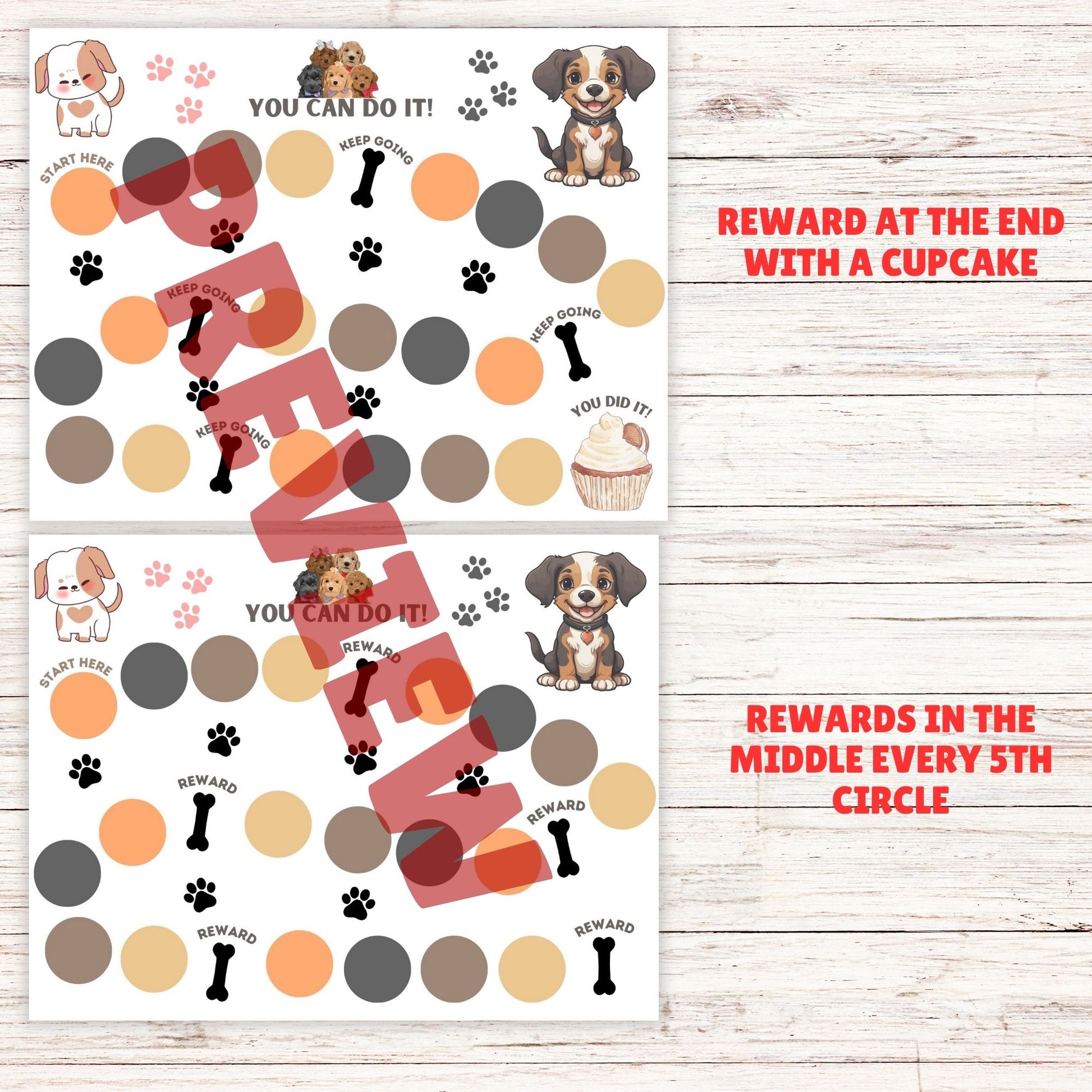 cute puppy kids reward chart 