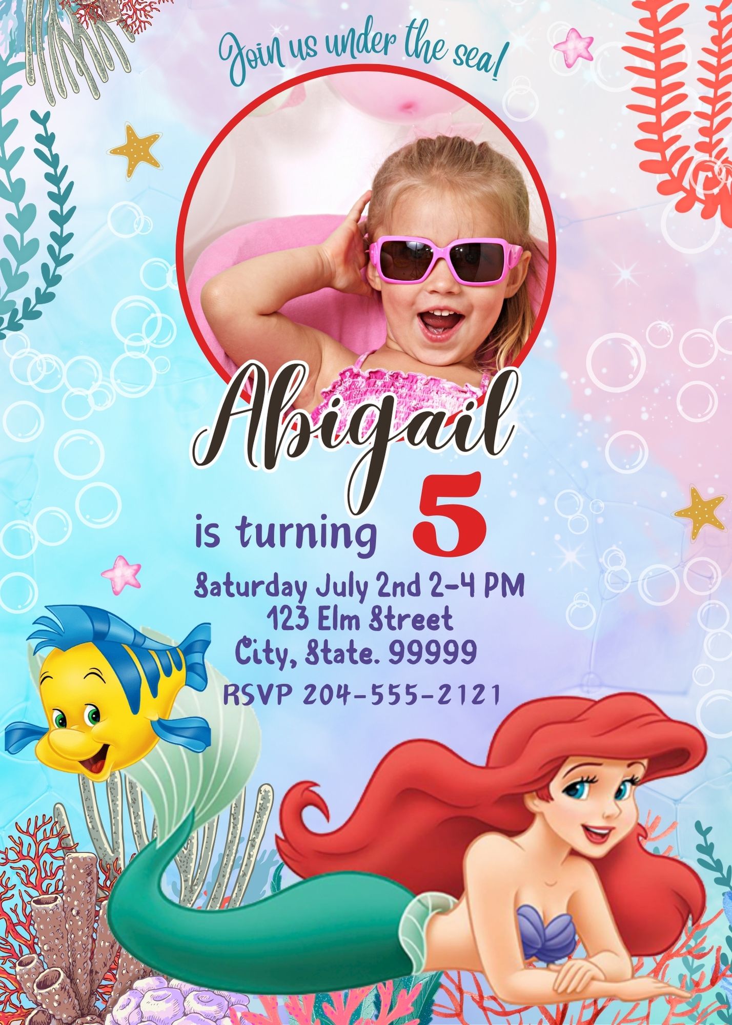 ariel birthday party invitations