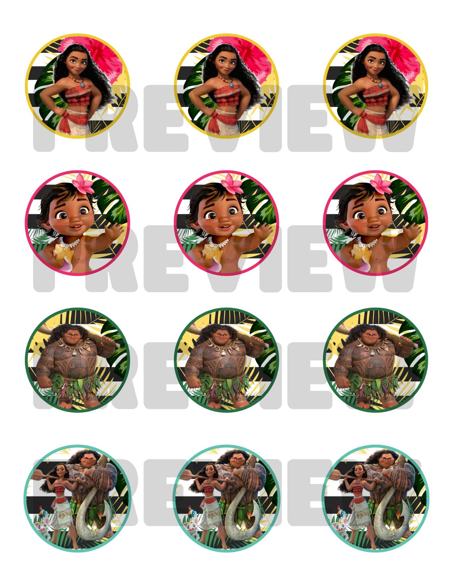 moana printable cupcake toppers 