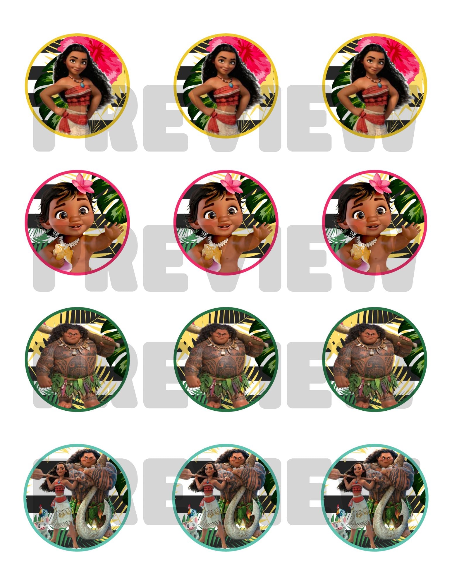 moana printable cupcake toppers 