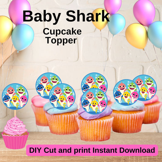 Baby Shark Cupcake Toppers - Printable Baby Shark Cupcake Toppers