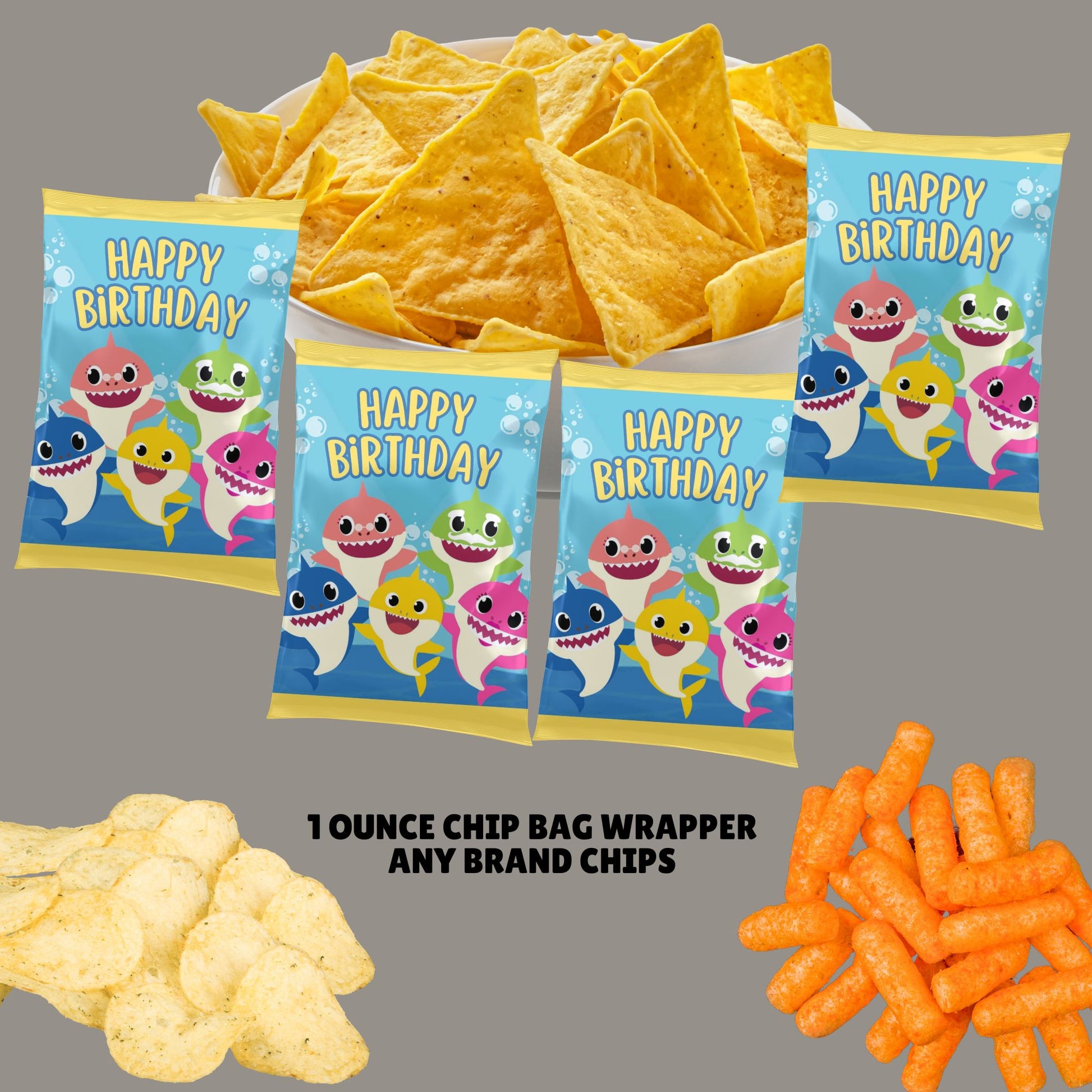 baby shark printable chip bags, baby shark food ideas