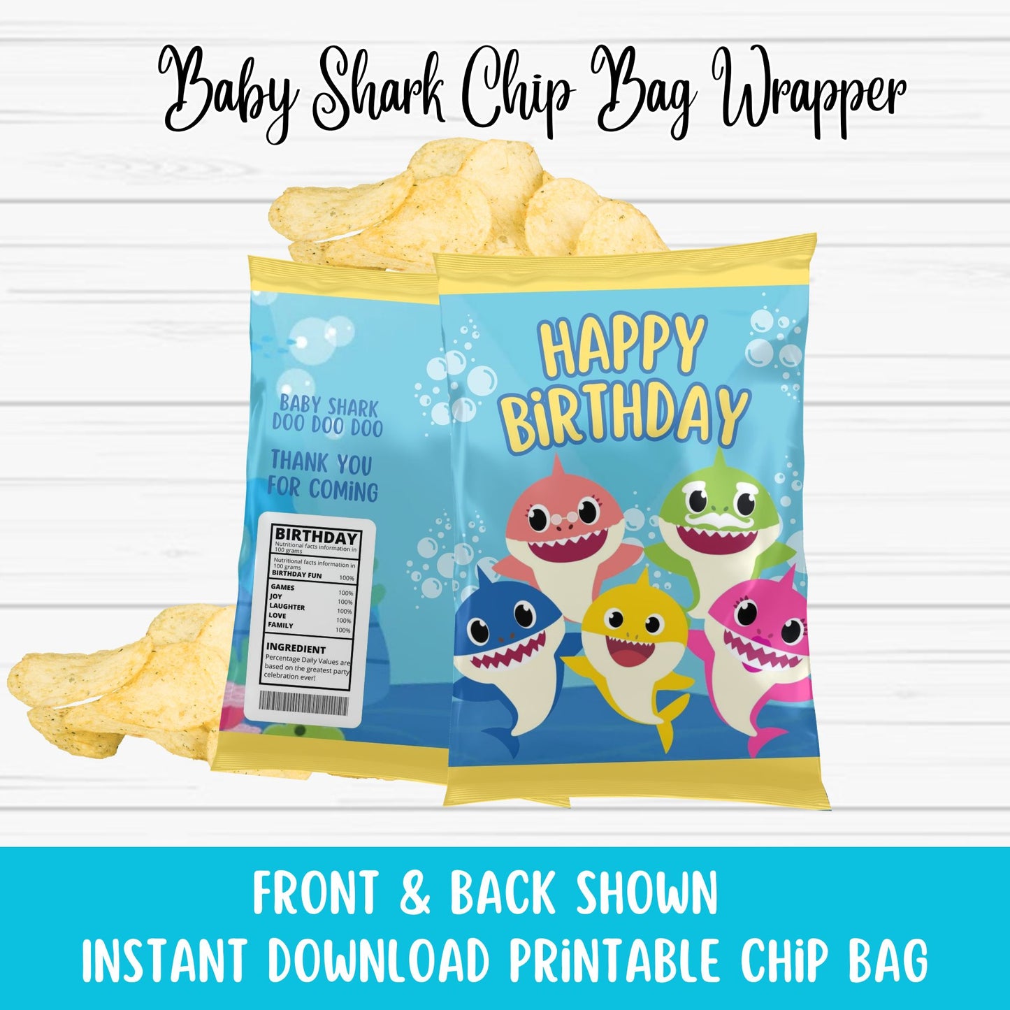 Baby Shark Chip Bag - Printable Baby Shark Chip/Snack Bags 