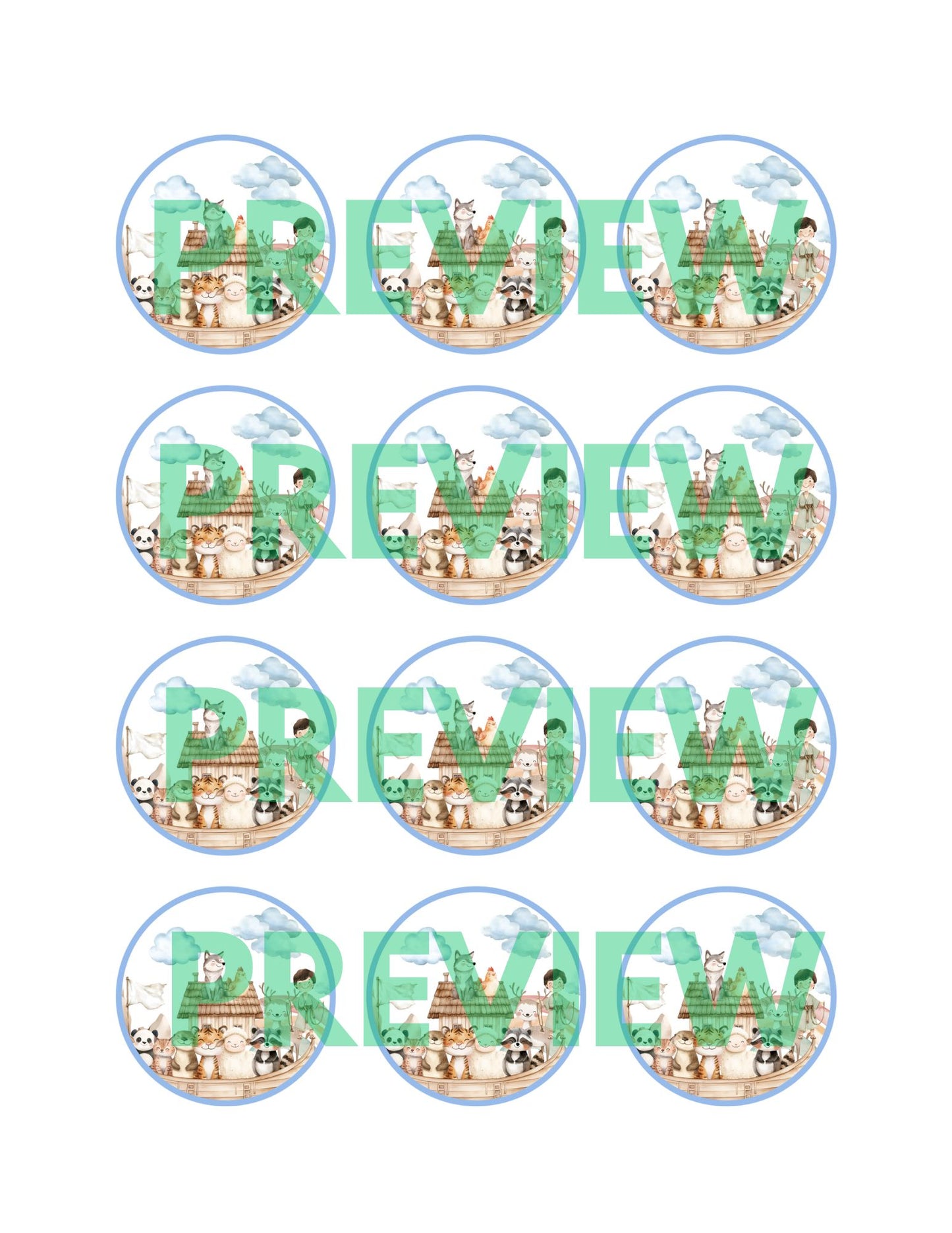 cute noah's ark baby shower cupcake topper