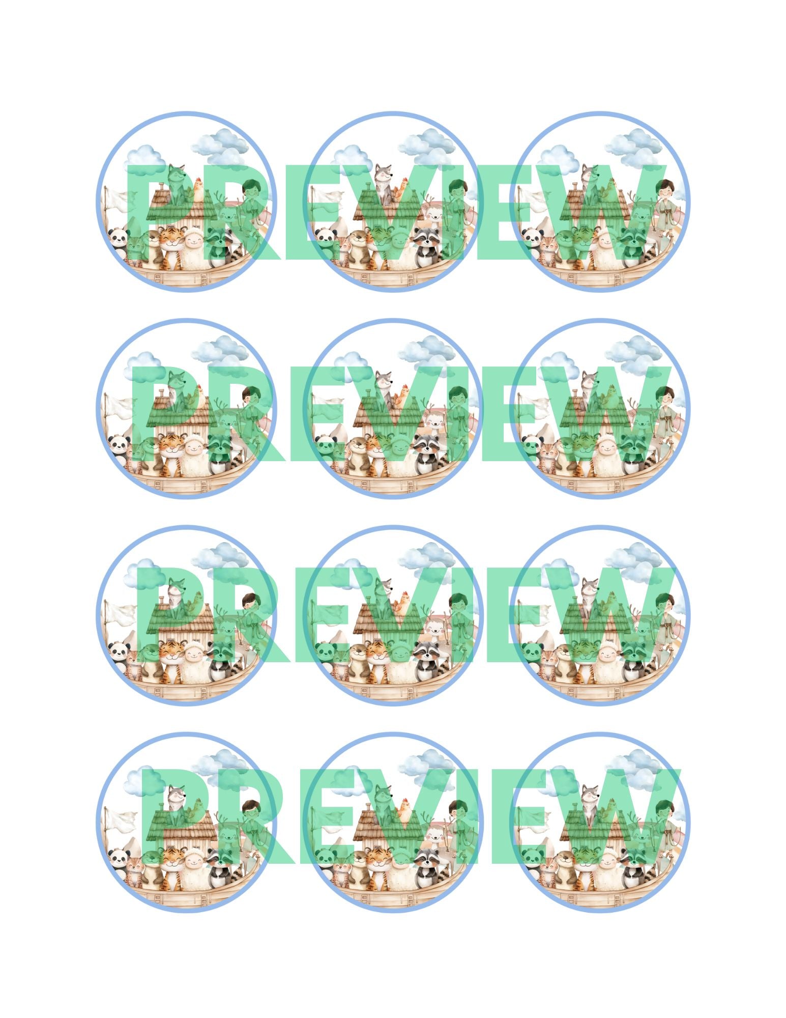 cute noah's ark baby shower cupcake topper