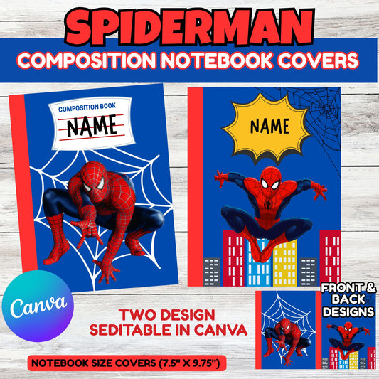 Kids Spiderman Composition Notebook Covers - Printable Spiderman Notebook Covers  