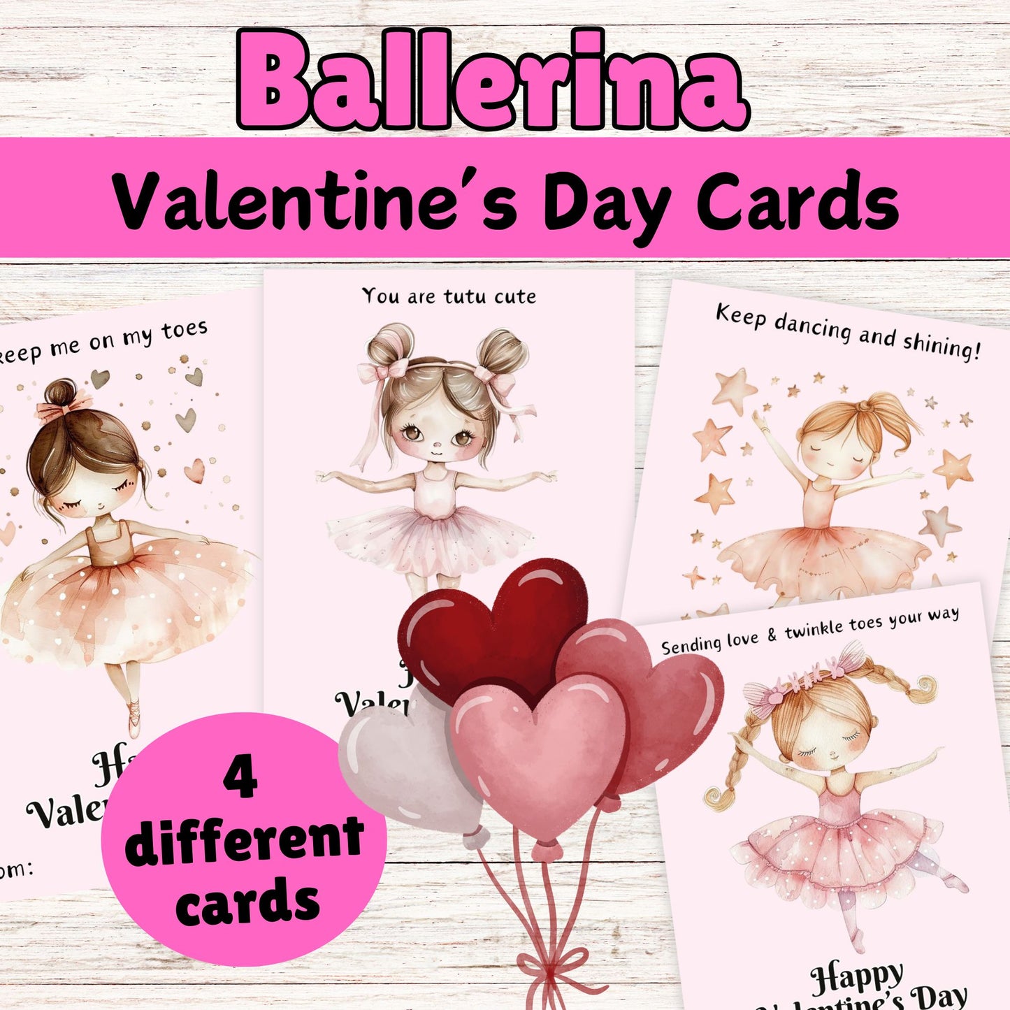 Ballerina Valentine's Day Cards - Printable Ballerina Valentine's day Cards 