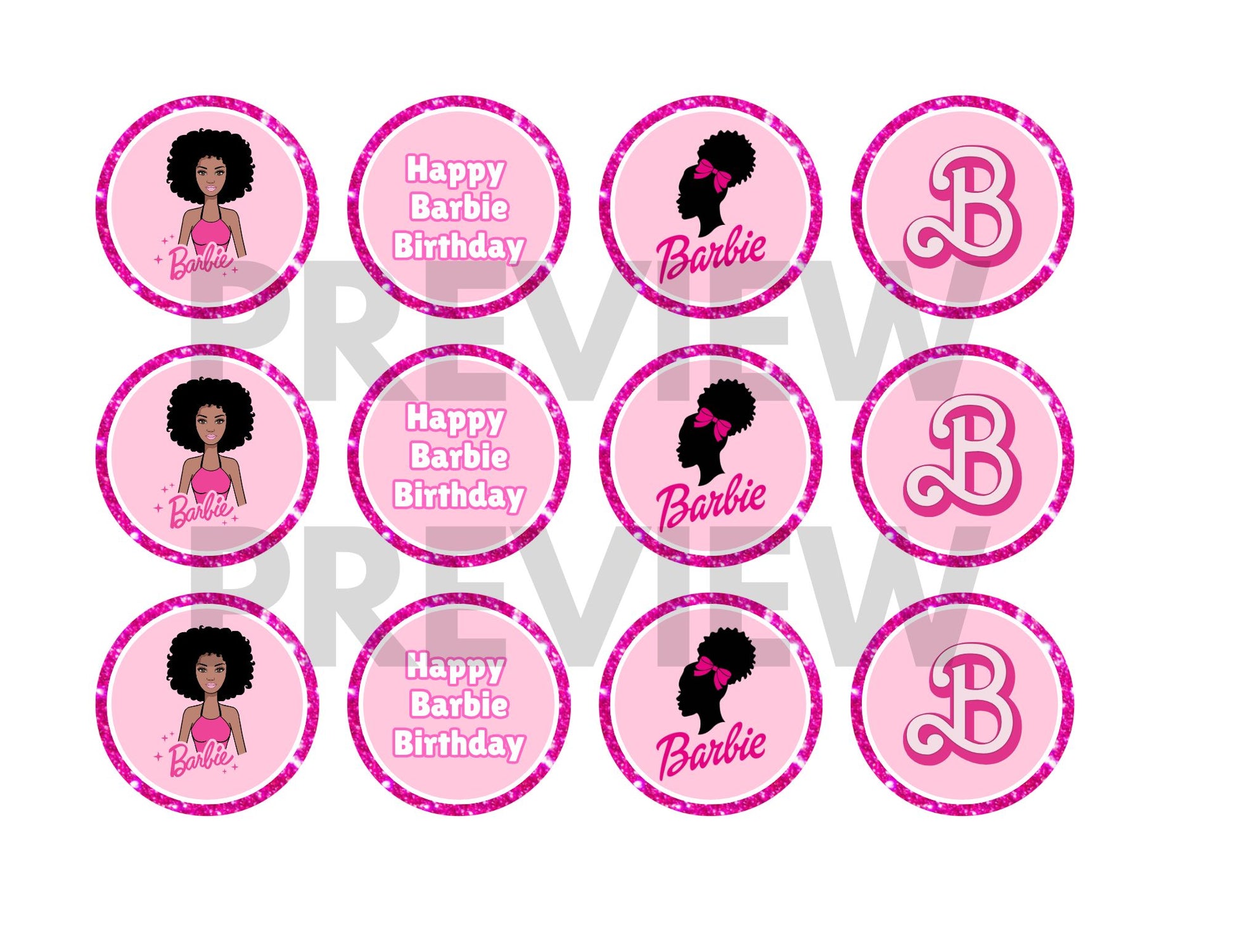 black barbie cupcake toppers 