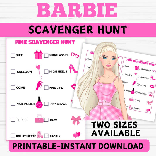 Barbie Scavenger Hunt-Barbie Party Game Printable
