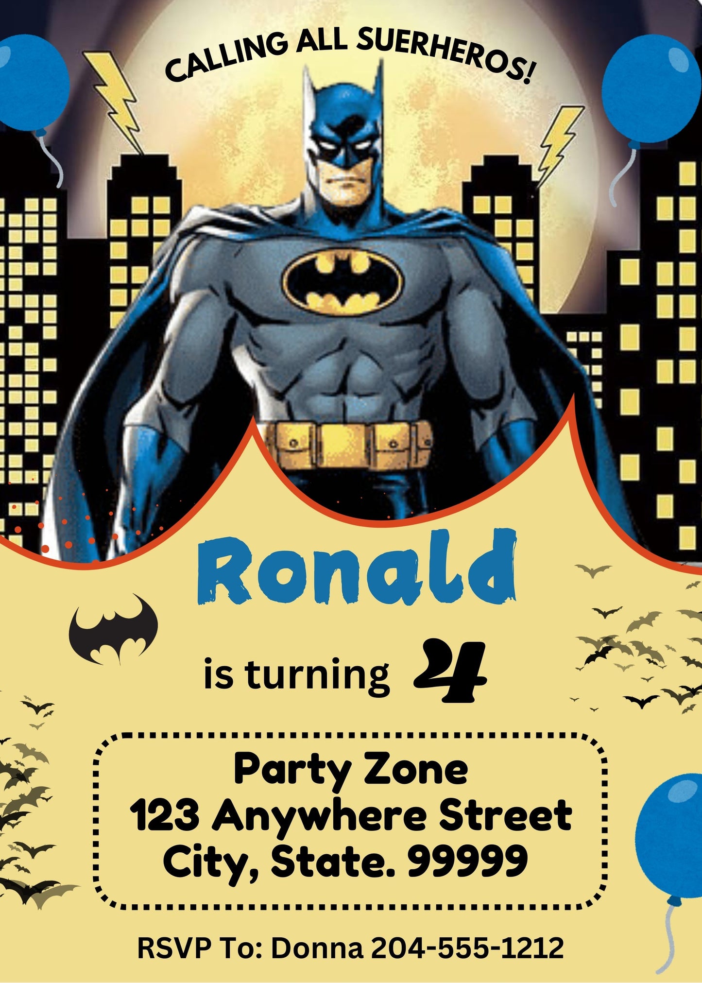 boys superhero birthday party invitation