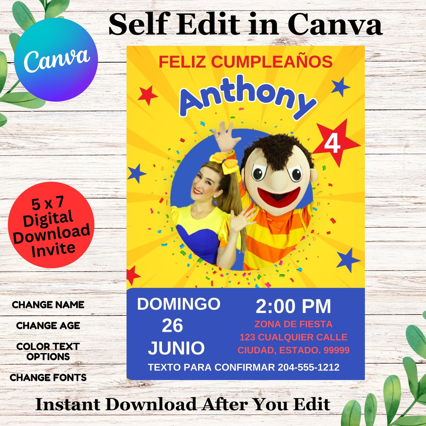 Editable Bely and Beto Birthday Invitation Template - Cute Bely & Beto Birthday Party Invite 