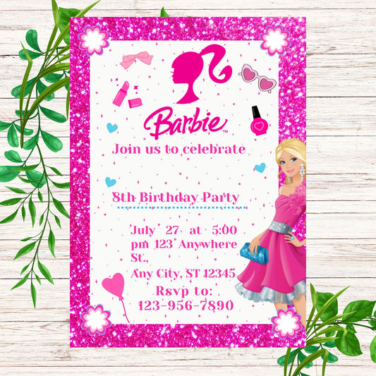 Barbie Personalized Birthday Invitation- PDF Emailed to you
