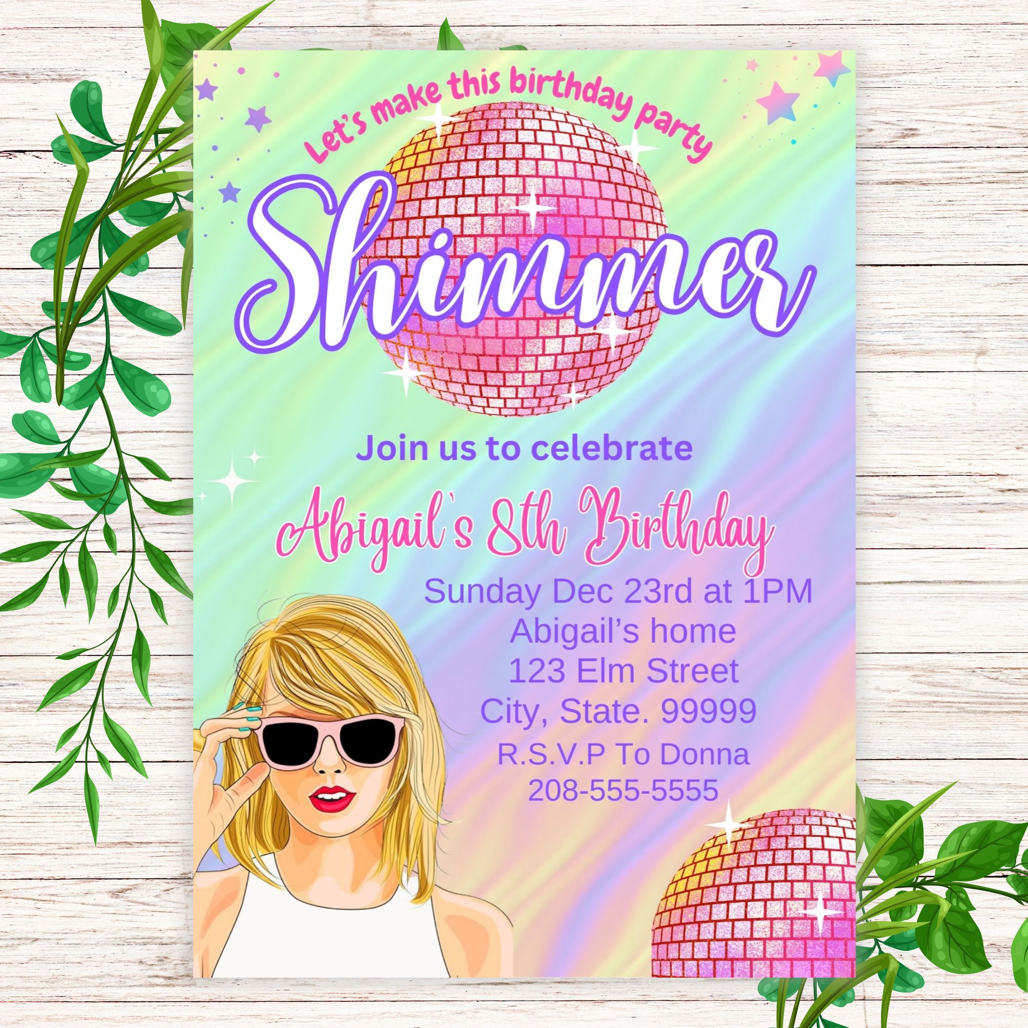 Taylor Swift Birthday Invitation Printable Girly Girl Tutus