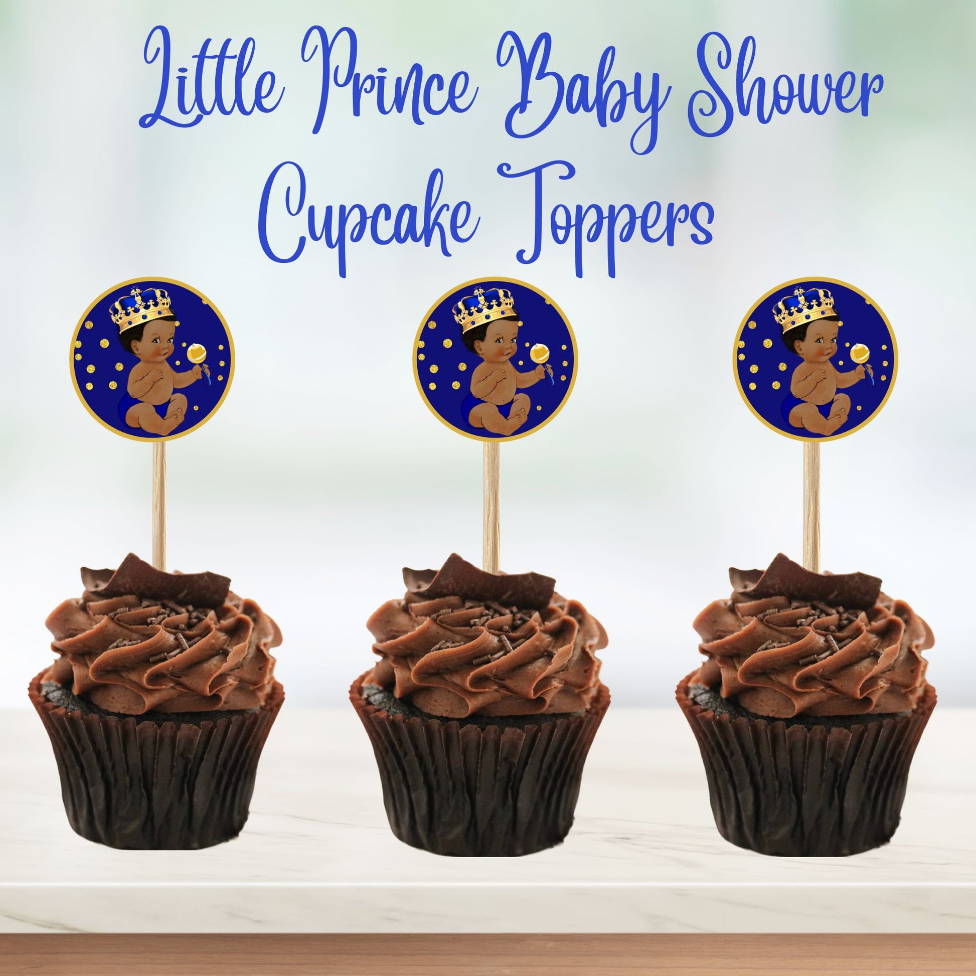 Black Prince Baby Shower Cupcake Toppers - Printable Prince Baby Shower Cupcake Toppers 