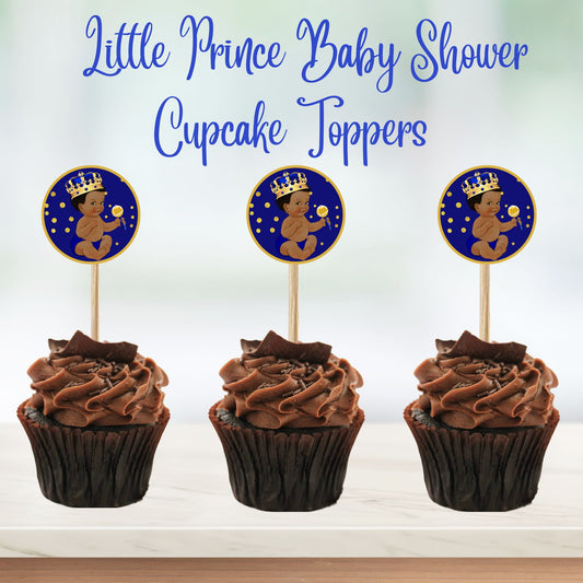 Black Prince Baby Shower Cupcake Toppers - Printable Prince Baby Shower Cupcake Toppers 