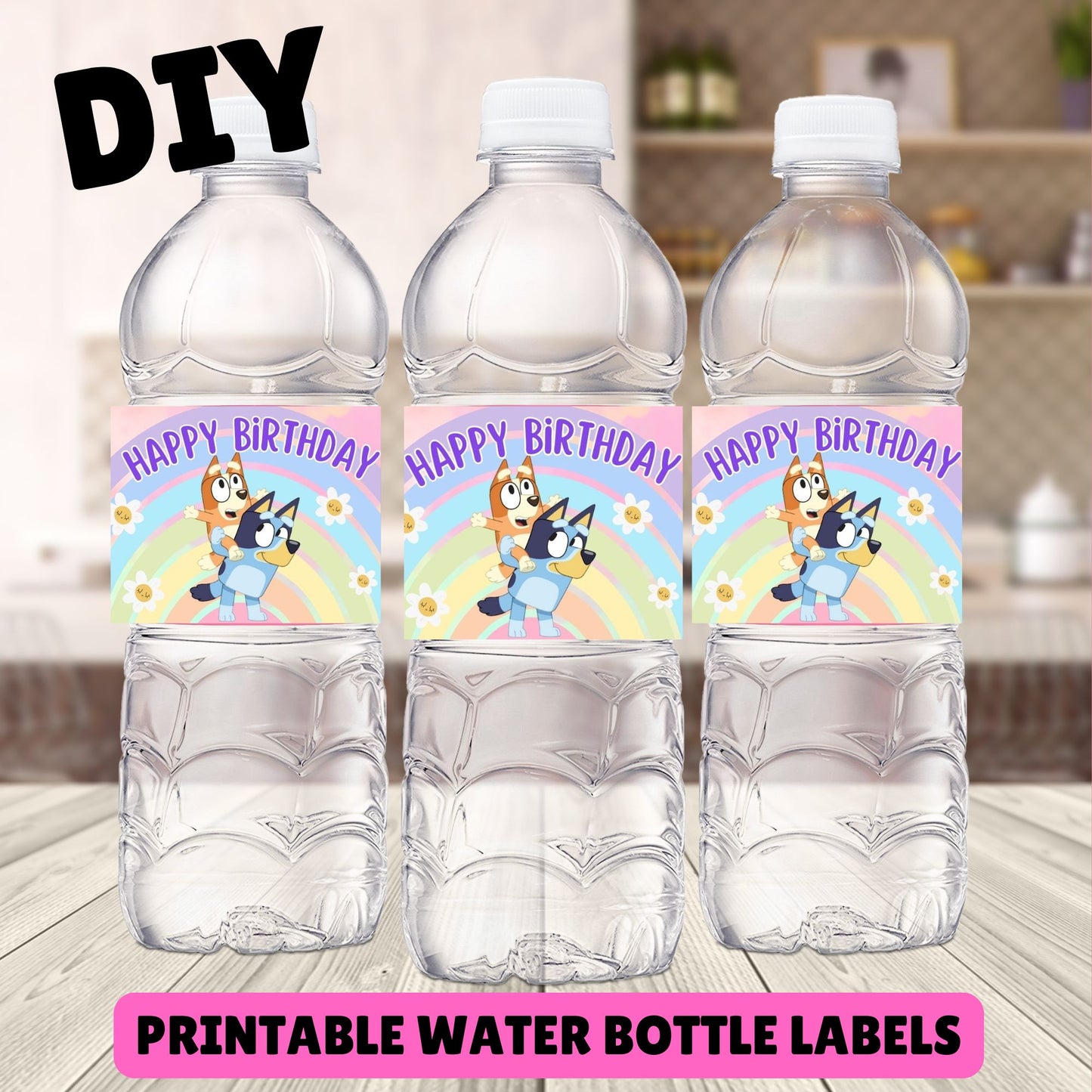 Bluey Birthday Water Bottles - Bluey and Bingo Water Bottles Printable  