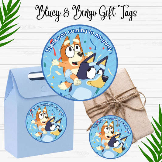 Bluey and Bingo Party Favor Gift Tags- Instant Download 