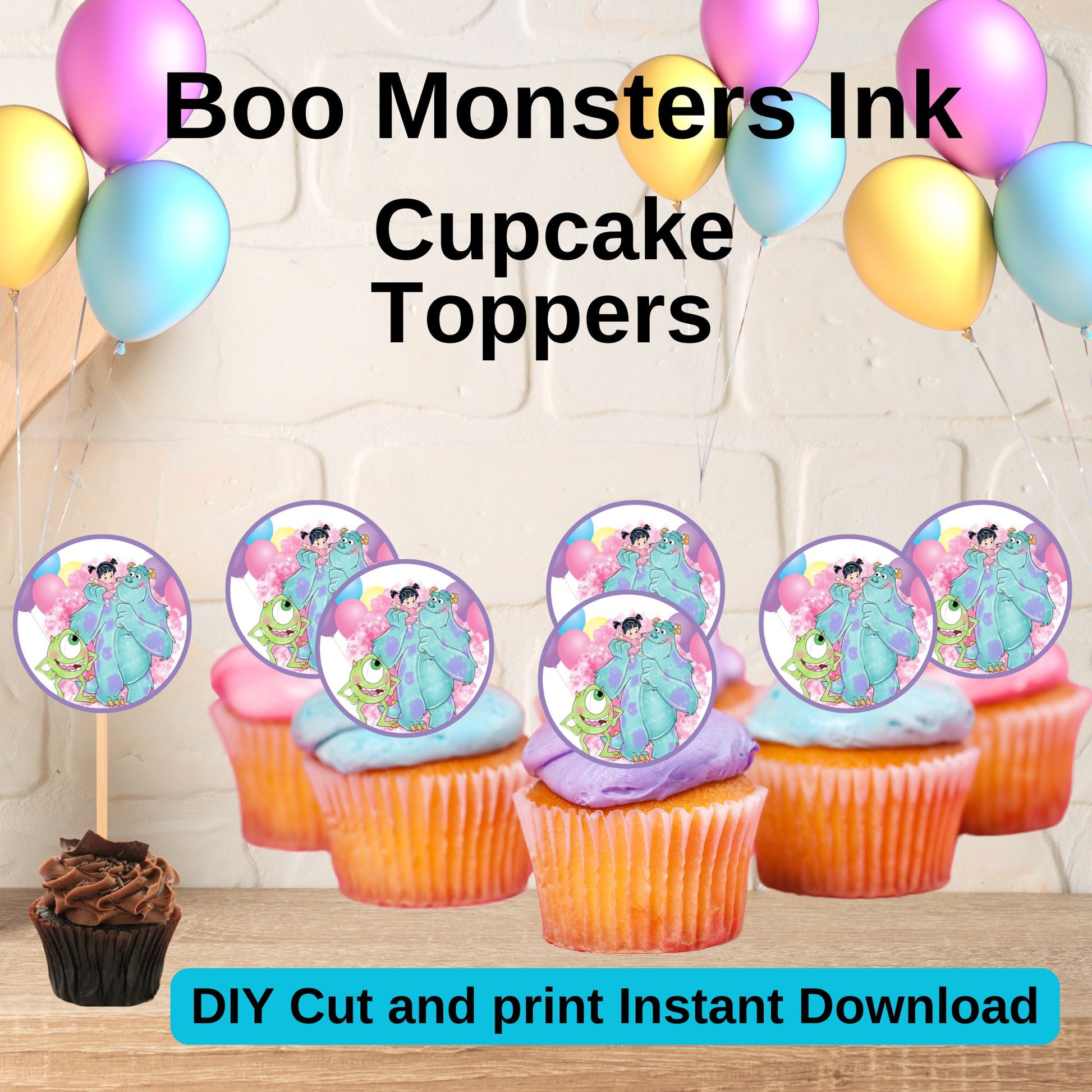 Boo Monsters Ink Birthday Cupcake Toppers - Monsters Ink Cupcake Toppers Printable
