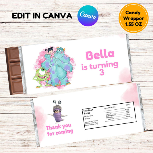 Monster Ink Boo Candy Bar Wrapper Template - Monster Ink Printable Candy Bar Favors 