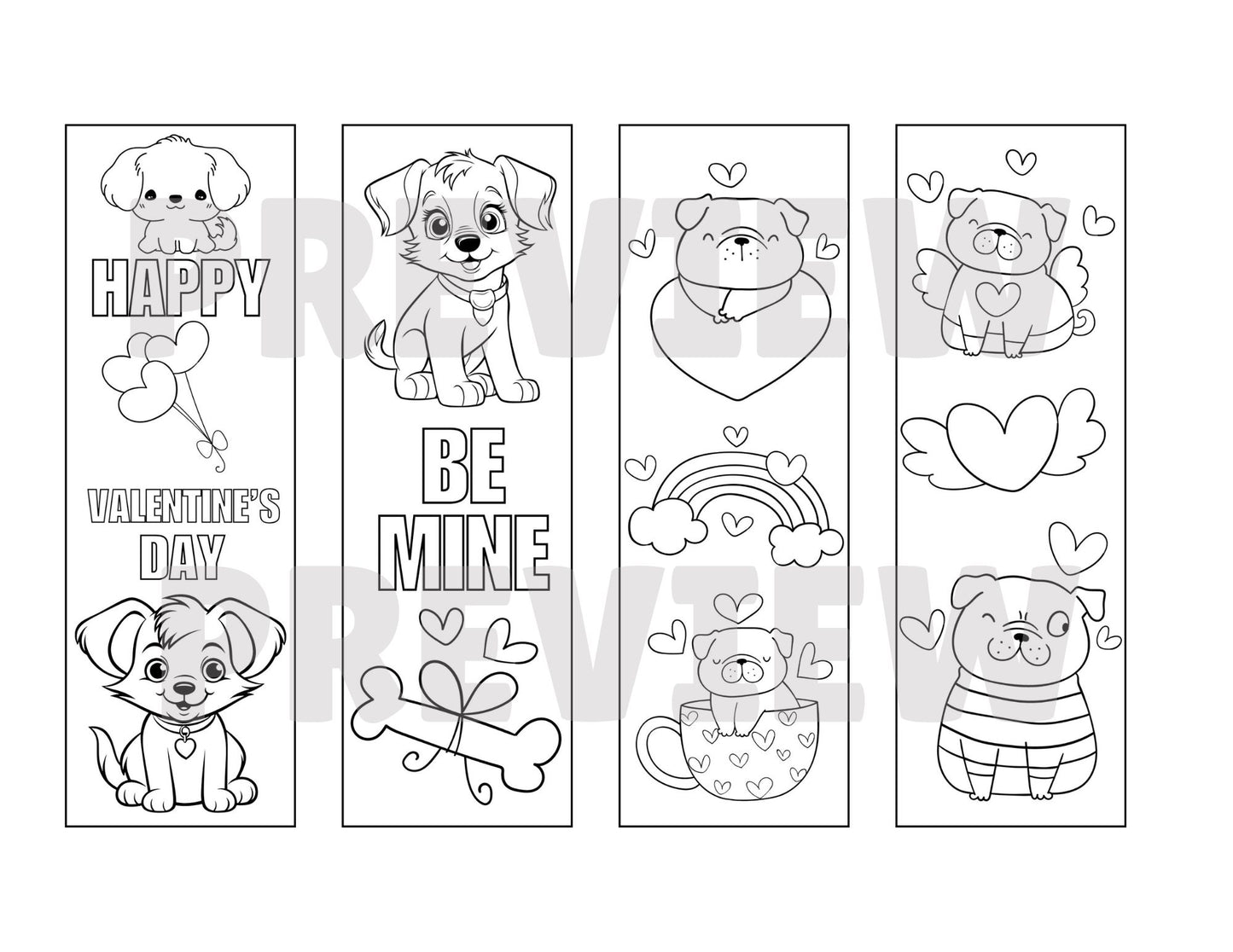 Valentine's Day Coloring Bookmarks for Kids - Printable Valentine's Day Coloring Activity