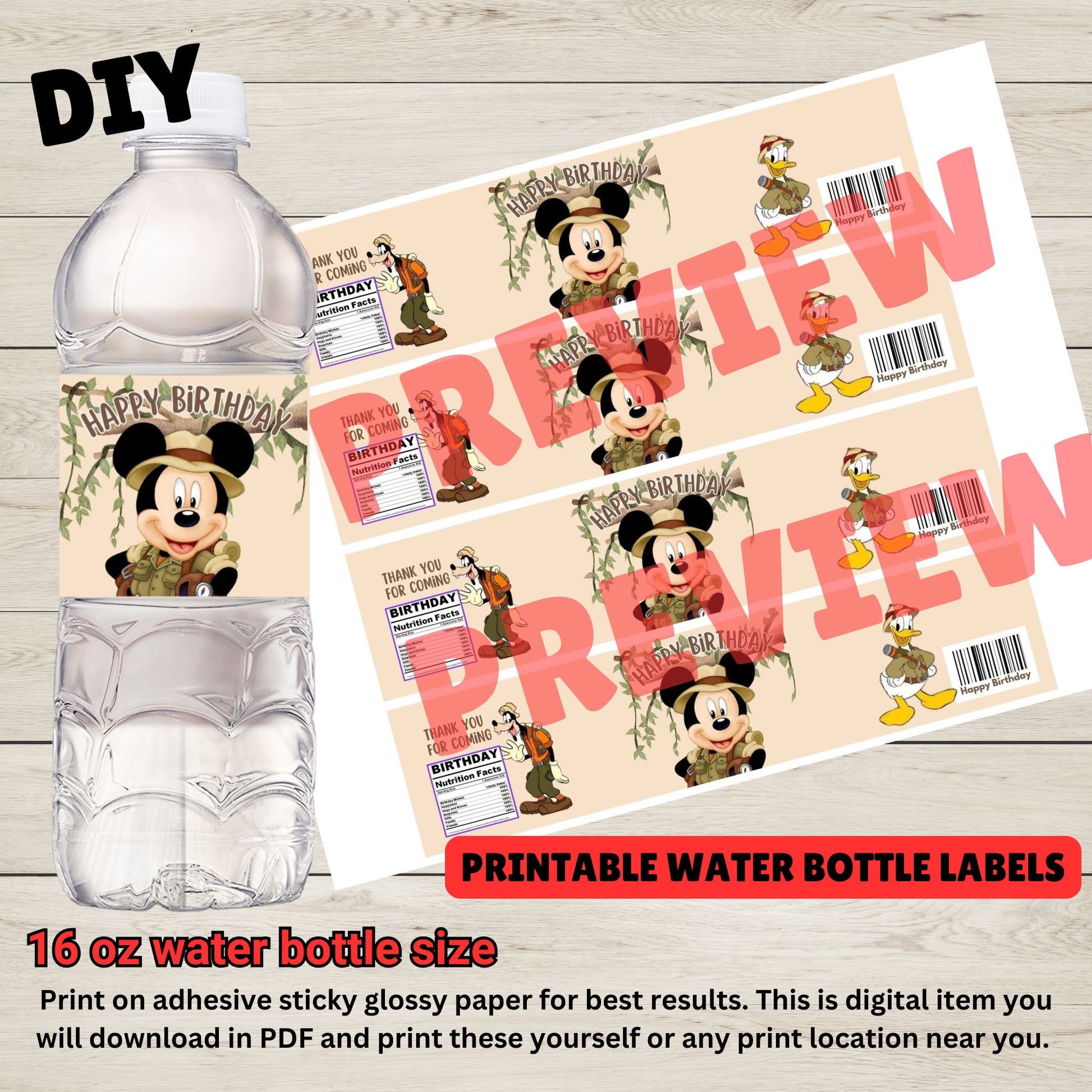 mickey mouse water bottle template